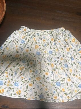 Japna White Floral Cotton Skirt - Yellow & Blue Floral